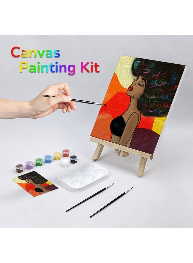 VOCHIC Canvas Painting Kit Pre Drawn Canvas for Painting for Adults Painting Party Kits Paint and Sip Party Supplies 8x10 Canvas to Paint 8 Acrylic Colors,3 Brush,1 Pallet Girl Paint Art Set - Image 2