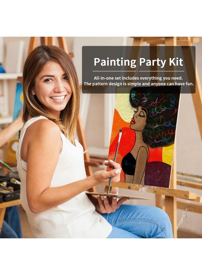 VOCHIC Canvas Painting Kit Pre Drawn Canvas for Painting for Adults Painting Party Kits Paint and Sip Party Supplies 8x10 Canvas to Paint 8 Acrylic Colors,3 Brush,1 Pallet Girl Paint Art Set - Image 4