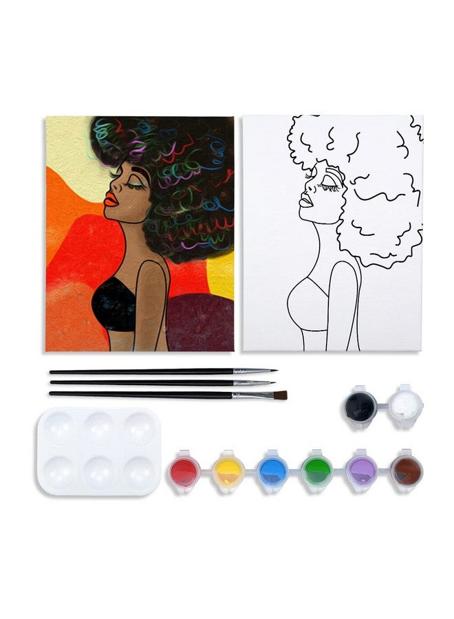 VOCHIC Canvas Painting Kit Pre Drawn Canvas for Painting for Adults Painting Party Kits Paint and Sip Party Supplies 8x10 Canvas to Paint 8 Acrylic Colors,3 Brush,1 Pallet Girl Paint Art Set - Image 1