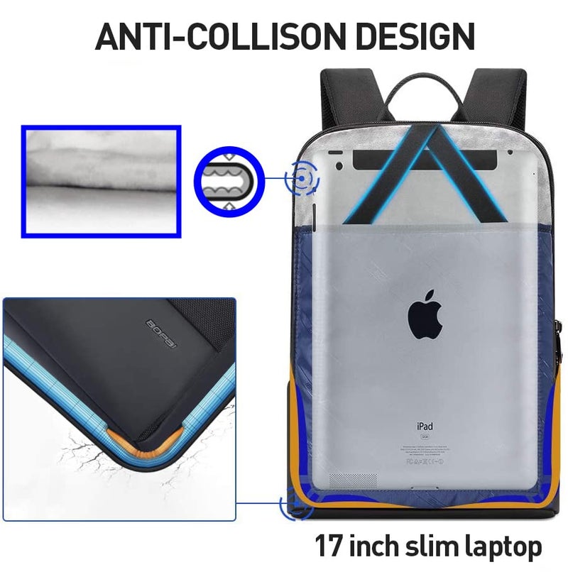 BOPAI 17 inch Super Slim Laptop Backpack Men&Women Anti Theft Backpack Waterproof College Backpack Travel Laptop Backpack for Men Business Laptop Backpack Casual Daypack for Men - Image 2