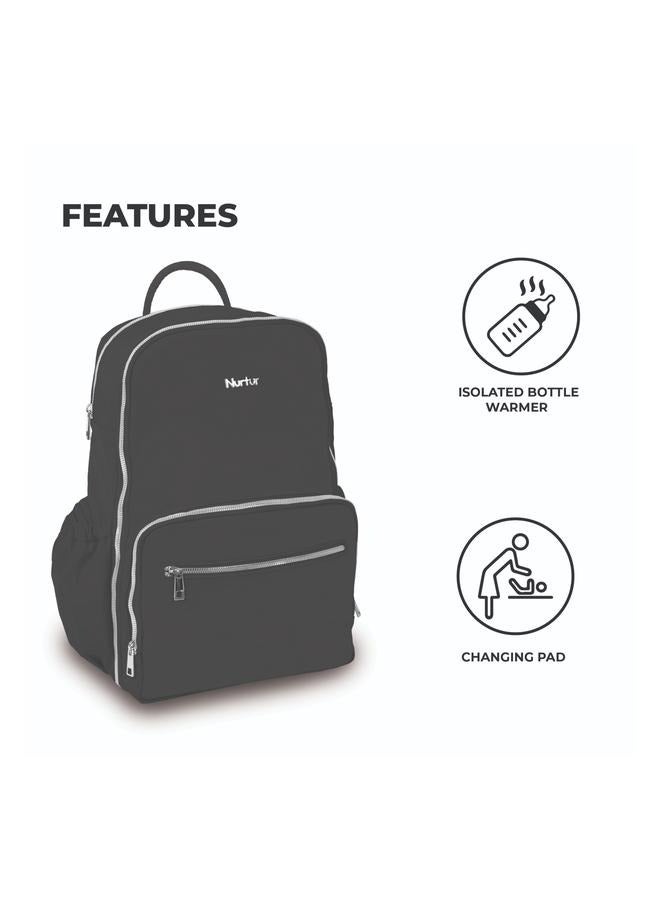 Nurtur Nurtur Maverick Maternity Diaper Bag Fashion Bagpack Bag Multifunction Travel Bag with insulator bottle warming pocket and changing pad - Black  - Image 2