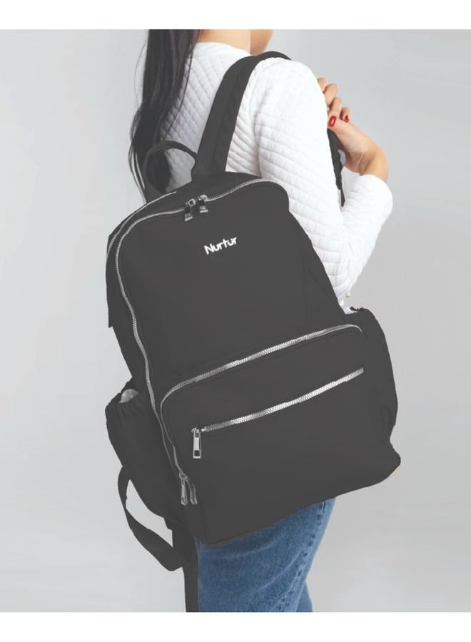 Nurtur Nurtur Maverick Maternity Diaper Bag Fashion Bagpack Bag Multifunction Travel Bag with insulator bottle warming pocket and changing pad - Black  - Image 4