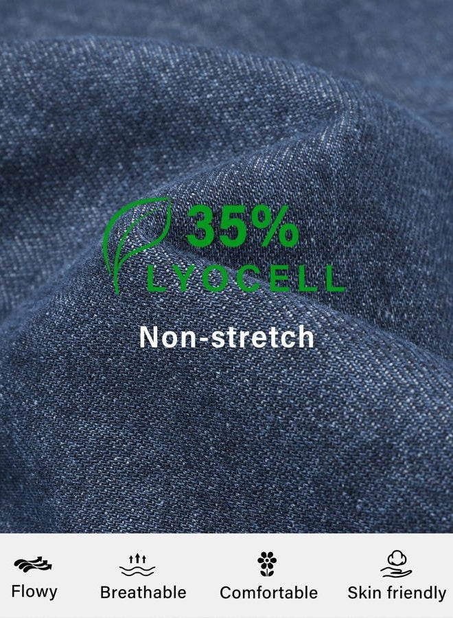 roswear Womens Jeans Sweatpant Loose Fit Pull On Elastic Waist Front Seam Streetwear Pants, Washed Blue, S - Image 5