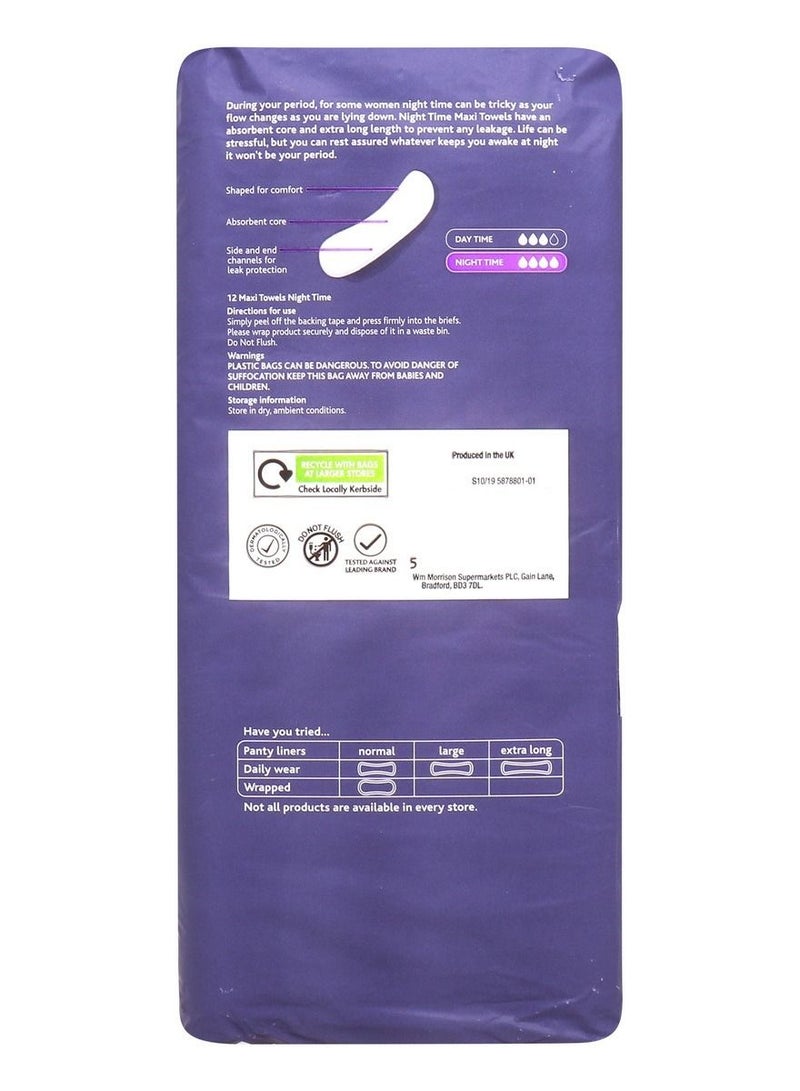 Morrisons Maxi Towels Night Time 12 Pack - Image 2