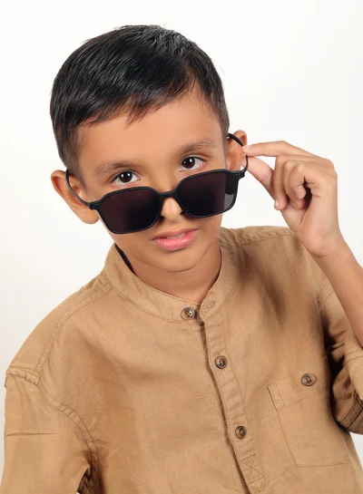 Woggles Stylish Black Square Kids Sunglasses