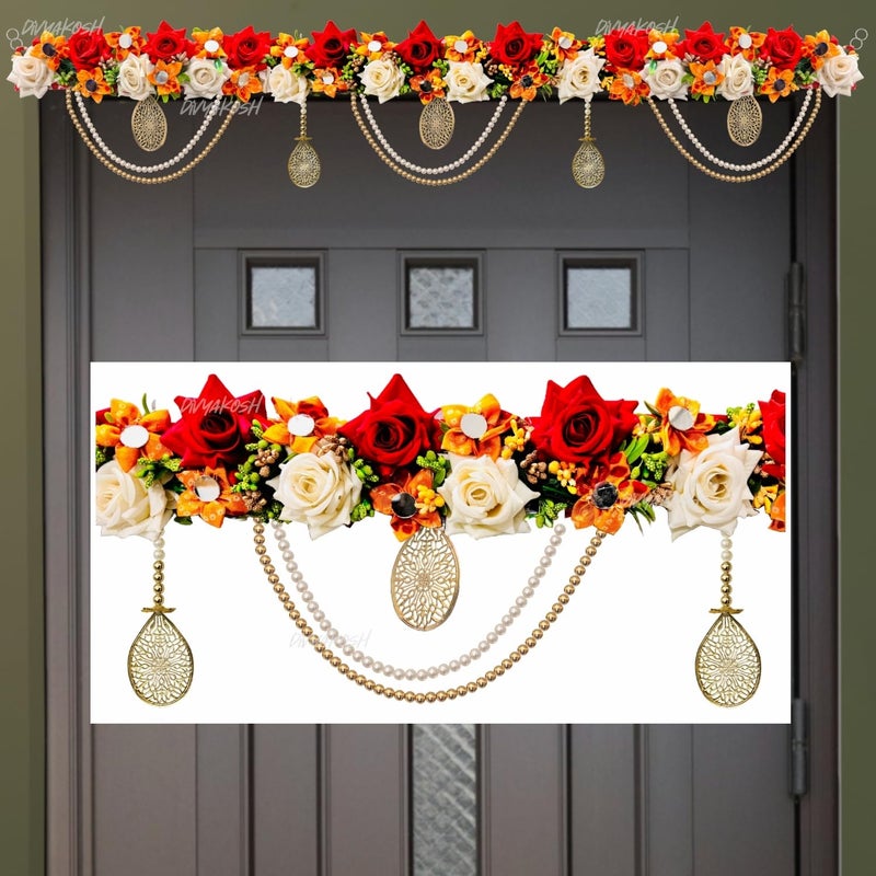 Virushka Handicraft Rose Pearl Door Toran For Home Decoration And Office DecorDoor Hanging For Door Decoration ThoranamThorans For Main Entrance Door Latest Bandarwal For Home Door 38 Inch
