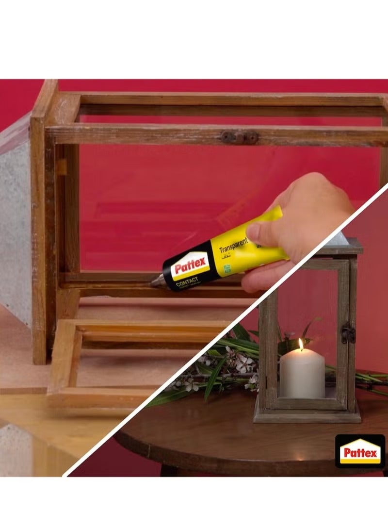 باتكس لاصق تلامس شفاف  Pattex Contact Transparent Adhesiveاحترافي للزجاج والبلاستيك والمعادن - قوة لصق دائمة ومقاومة قصوى - 3 عبوات بحجم 50 مل (3 قطع) - Image 5