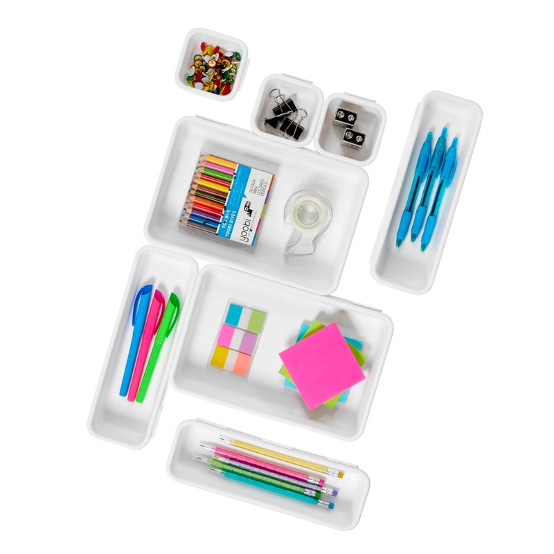 Madesmart 8-Piece Interlocking Bin Pack Customizable Multi-Purpose Drawer, One Home Organization, BPA Free, White, 8 Count - Image 1
