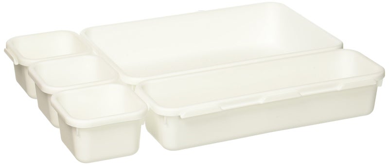 Madesmart 8-Piece Interlocking Bin Pack Customizable Multi-Purpose Drawer, One Home Organization, BPA Free, White, 8 Count - Image 4