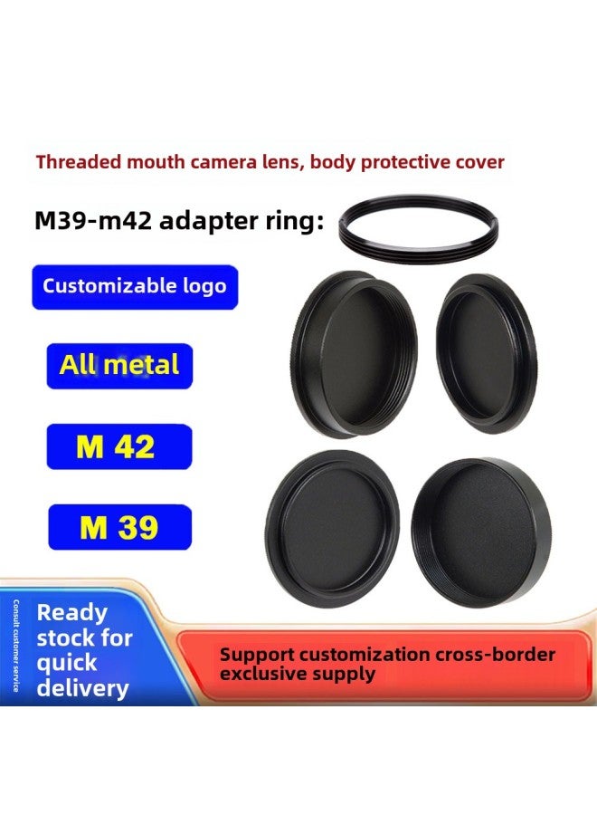 Applicable To M39 M42 Fuselage Lens Front And Rear Cover 1MM Standard Screw Metal Cover M39 L39 To M42 Adapter Ring-Color:Silver-m42 Body Cover (external Thread)  - Image 1