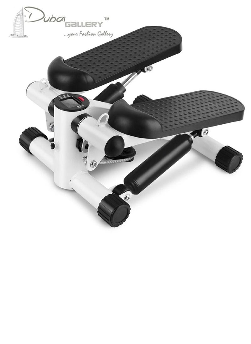 DubaiGallery Mini Stepper Abs Toner Workout without Electronic Display Home Exercise Equipment with Resistance Bands (with Rope), Air Climber Stepping Fitness Machine - White  - Image 1