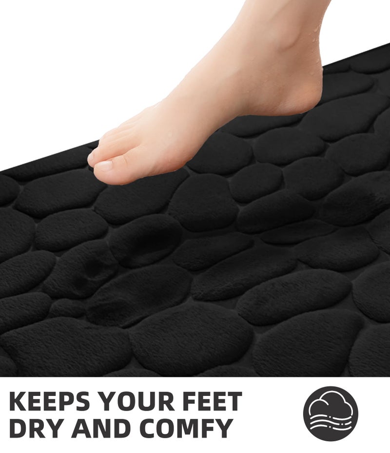 YIHOUSE Bathroom Mat Rug, Memory Foam Bath Mat, Non-Slip Bathroom Floor Mats, Cobblestone Bath Mats Absorbent Bath Rugs Washable Quick Dry (17x24,Black) - Image 4