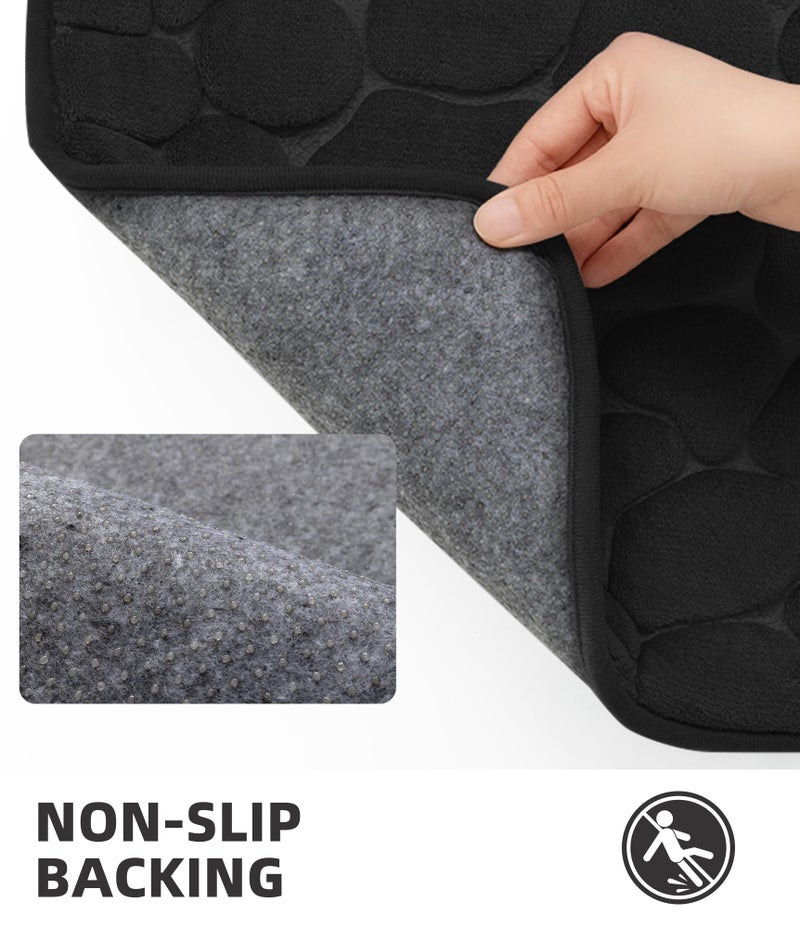 YIHOUSE Bathroom Mat Rug, Memory Foam Bath Mat, Non-Slip Bathroom Floor Mats, Cobblestone Bath Mats Absorbent Bath Rugs Washable Quick Dry (17x24,Black) - Image 3