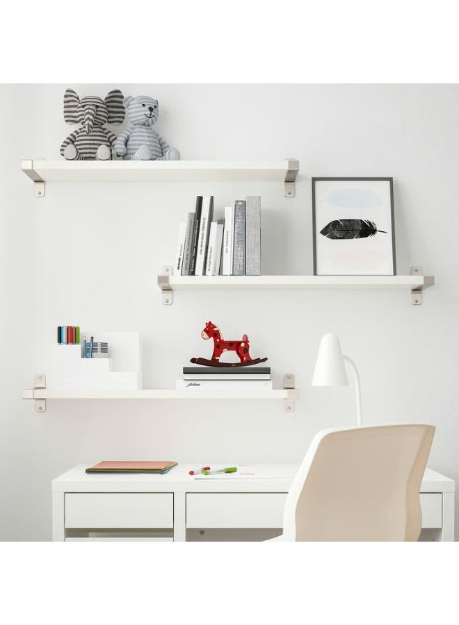 IKEA (IKEA) رف حائط مزدوج أبيض/مطلي بالنيكل 80×20 سم - Image 3