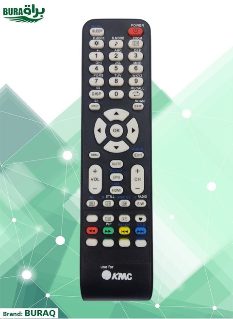 KMC TV Remote - Replacement Remote Control Compatible For KMC Smart LCD LED TVs - Black
