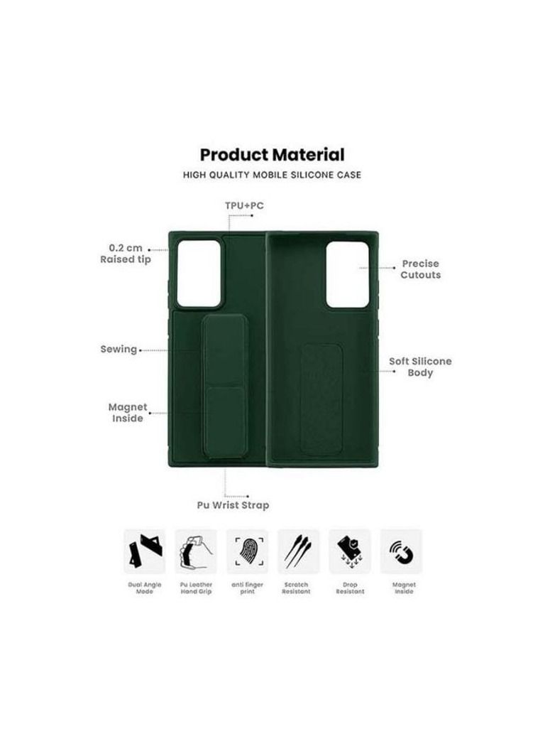 S-TOP Protective Cover With Magnetic Wrist Strap And Hand Grip And Stand 3 In 1 For Samsung Galaxy Note 20 Ultra Green - Image 3
