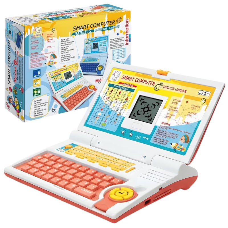 Storio لعبة لابتوب تعليمية للأطفال للصبيان والبنات من عمر 2-5 سنوات | لعبة كمبيوتر ممتعة | تعلم الأبجدية، الحروف، الكلمات، الأرقام، الألعاب، الموسيقى | لعبة تعليمية تفاعلية - برتقالي - Image 1