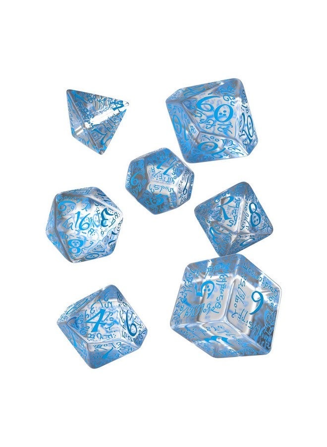 Q WORKSHOP Elvish Dice Transparent/Blue (7) - Image 1