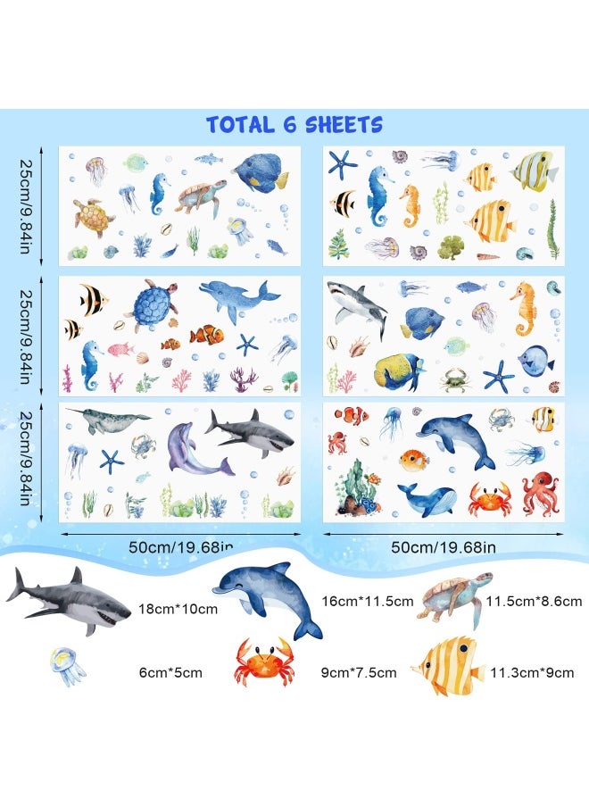 Outus - 149 Pieces Ocean Animals Wall Decals Jellyfish Wall Stickers Removable Fish Under Sea View Animals Peel And Sticks Wall Art Decor For Kids Baby Bedroom Living Room Nursery Classroom Decoration - Image 1