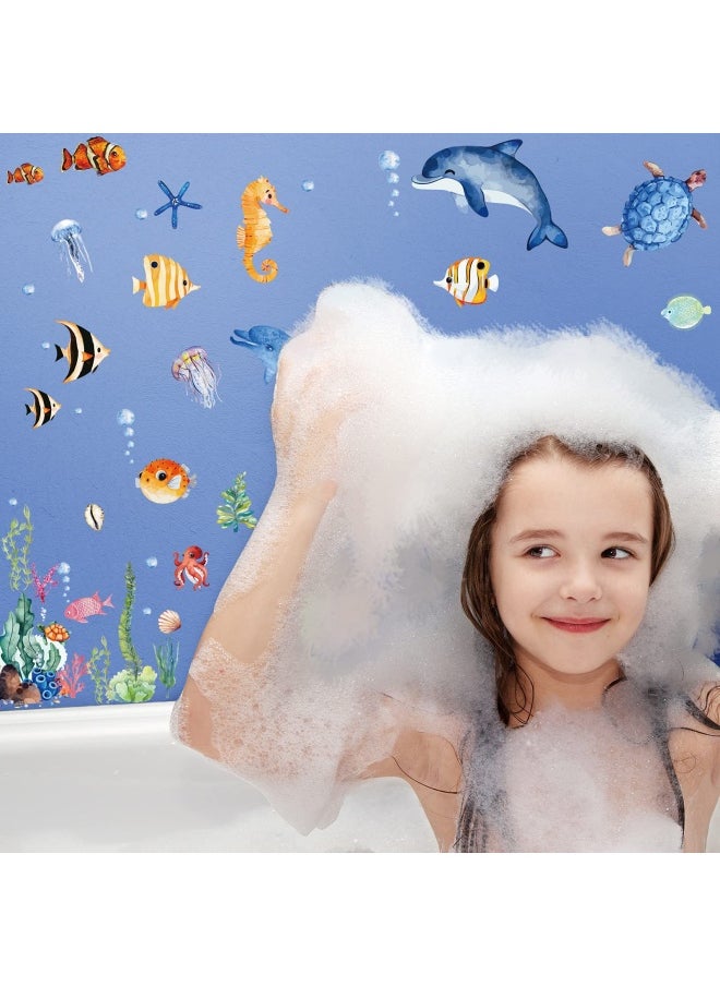 Outus - 149 Pieces Ocean Animals Wall Decals Jellyfish Wall Stickers Removable Fish Under Sea View Animals Peel And Sticks Wall Art Decor For Kids Baby Bedroom Living Room Nursery Classroom Decoration - Image 1