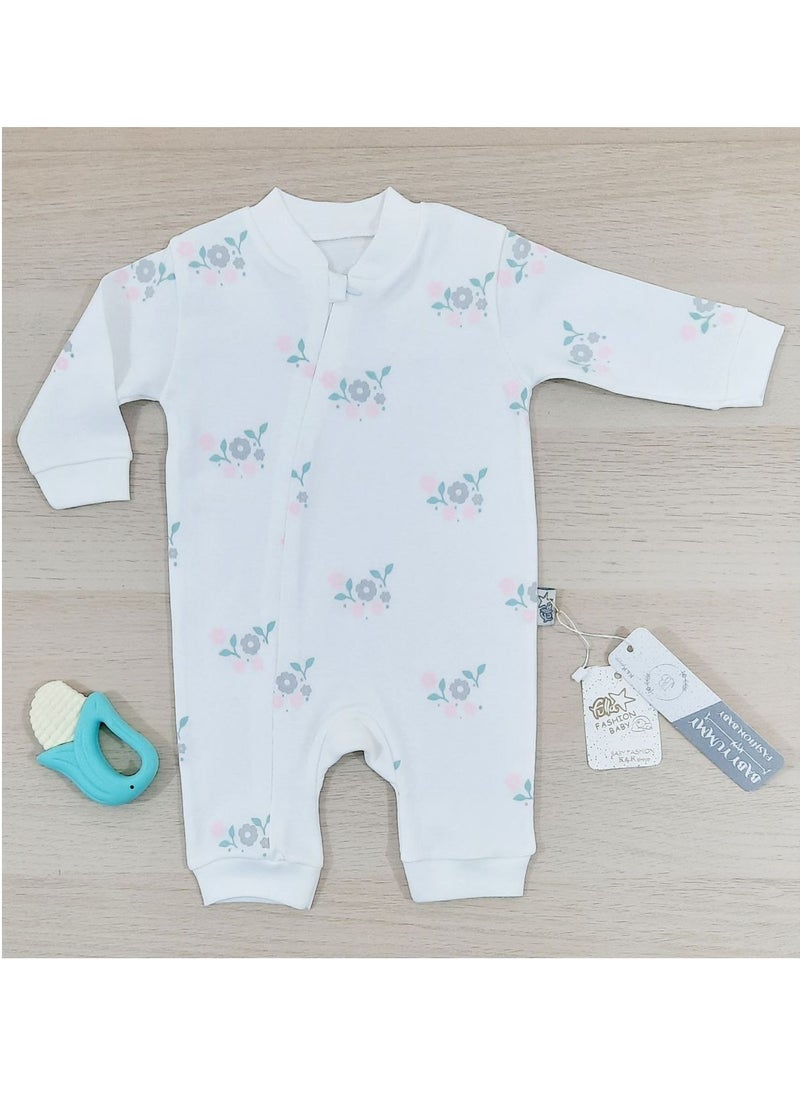 BABY YUMMY - Summer Newborn flowers Jumpsuit (Box) (White) - Image 1