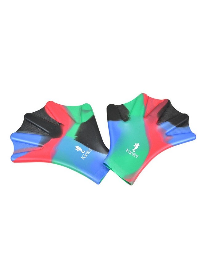 Silicone Webbed Swim Gloves Multicolored Large