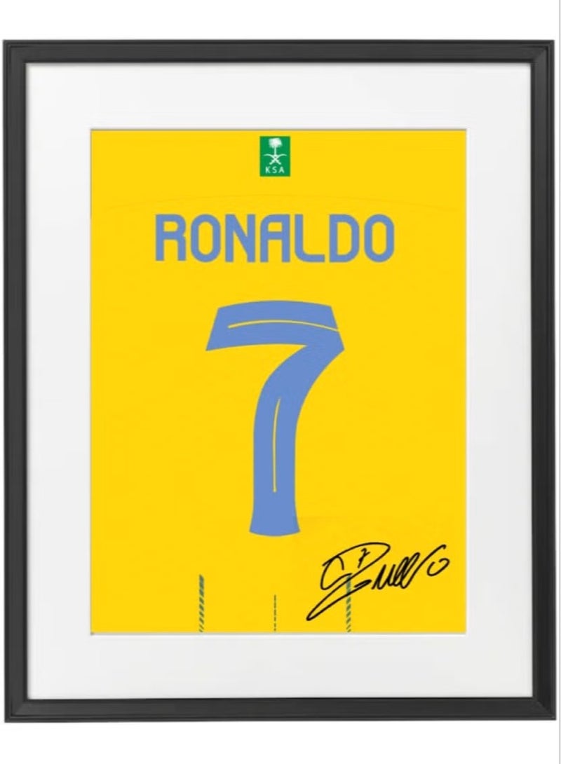Boomah Accessories Cristiano Ronaldo Autographed Jersey - Framed Poster 50x40cm - CR7 -Football Memorabilia, Soccer Collectible, Gift for Fans