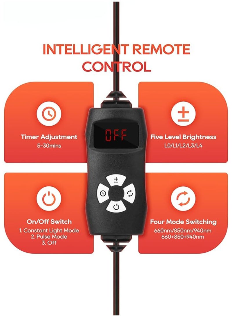 660nm + 850nm + 940nm red light lamp, with timer function, adjustable brightness, four light modes. Comes with a floor stand, suitable for home use or as a gift for your wife or mother, etc. - Image 2