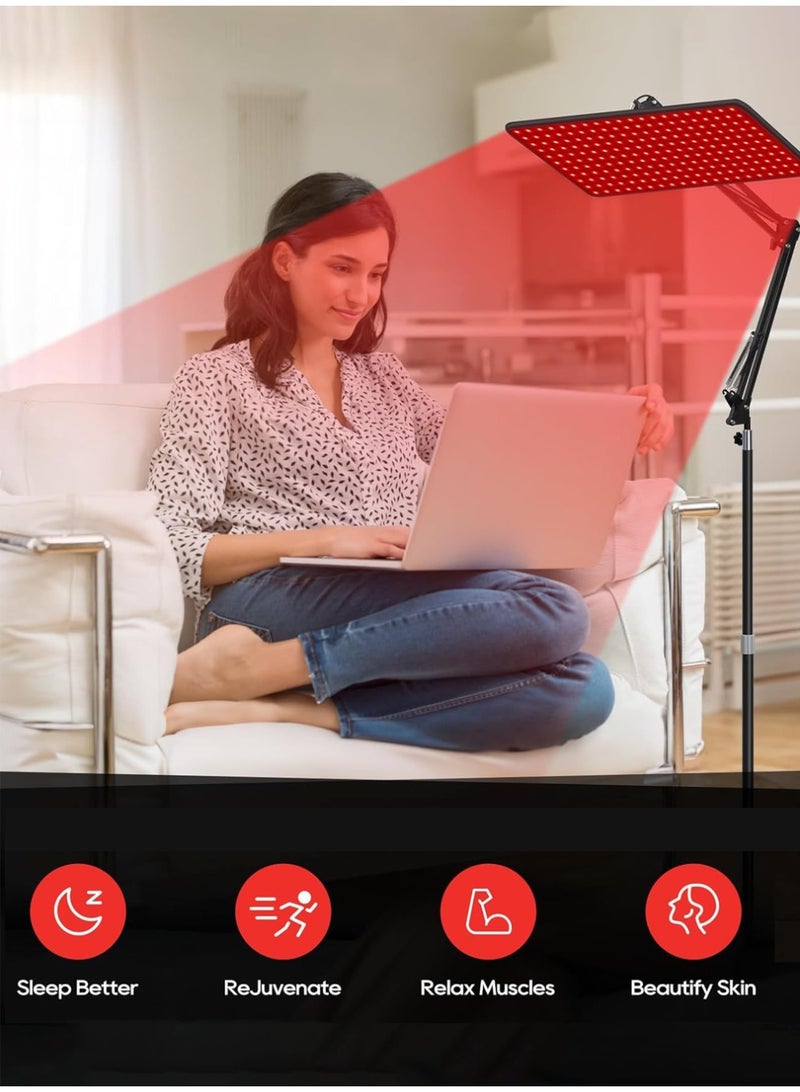 660nm + 850nm + 940nm red light lamp, with timer function, adjustable brightness, four light modes. Comes with a floor stand, suitable for home use or as a gift for your wife or mother, etc. - Image 5