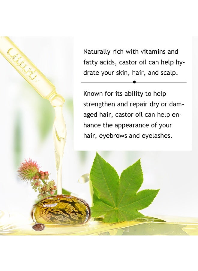 Lanthome Castor Oil Certified Organic，Castor Oil For Eyelashes and Eyebrows, Organic Jamaican Black Castor Oil Cold Pressed Hair Growth Oil, Skin Moisturizer Body Oil ith Eyelash Kit 50ml - Image 3