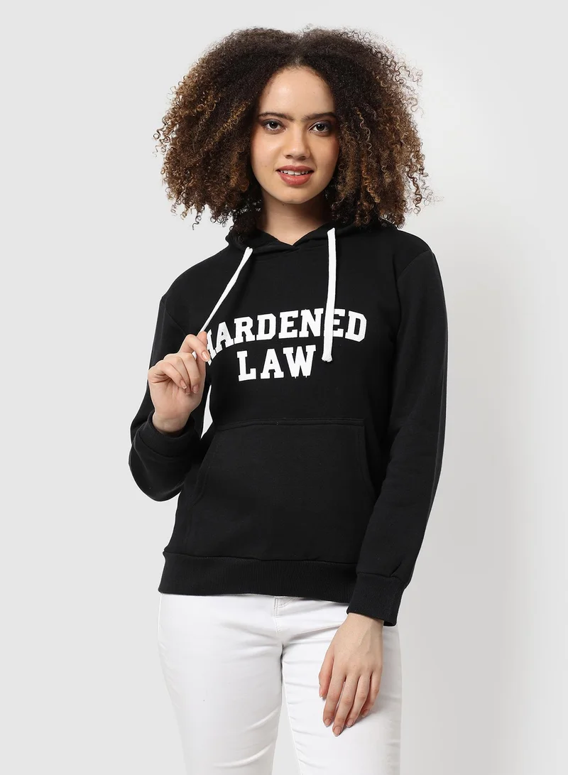 كامبوس سوترا هودي نسائي أسود أونيكس بطبعة قانون متصلب