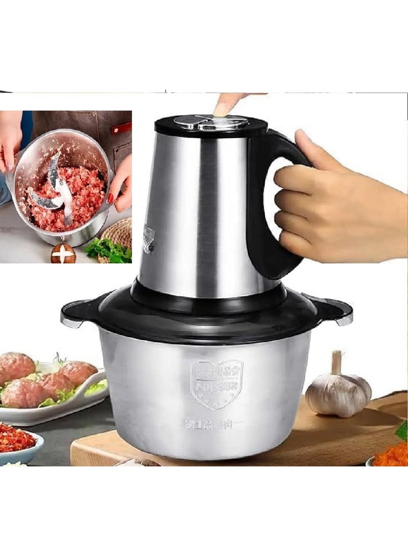 3-Liter, 3-Speed, 200-Watt Chopper And Mincer - Grinds And Chops Meat, Vegetables, And Spices. Stainless Steel - Equipped With 4 Blades. - Image 3