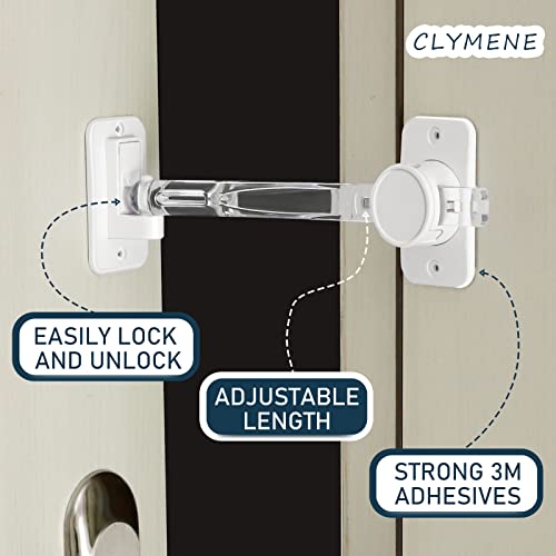 CLYMENE Cat Door Latch & Stopper, Adjustable Child Proof Door Lock and Pinch Guard, Let's Cats in and Keeps Dogs Out of Litter & Food, No Need for Pet Gates or Interior Cat Door (Transparent) - Image 3