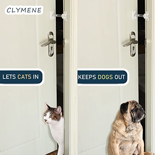 CLYMENE Cat Door Latch & Stopper, Adjustable Child Proof Door Lock and Pinch Guard, Let's Cats in and Keeps Dogs Out of Litter & Food, No Need for Pet Gates or Interior Cat Door (Transparent) - Image 4