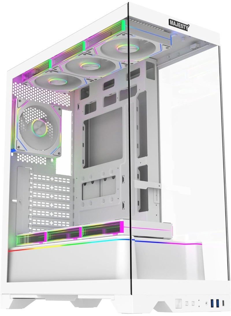 ماجيستي صندوق كمبيوتر ماجيستي طويق ميد تاور – 7 مراوح ARGB، دعم ATX، Type-C، تصميم يعكس هيبة جبل طويق