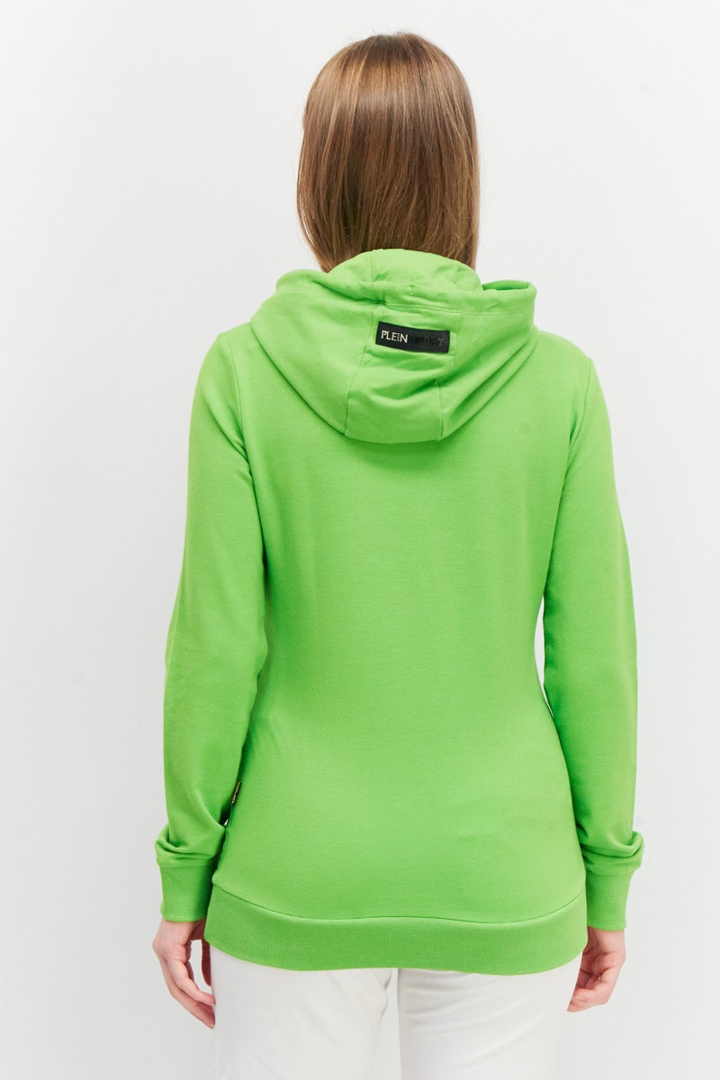 PHILIPP PLEIN هودي رياضي نسائي بليان سبورت بأكمام طويلة، أخضر - Image 2