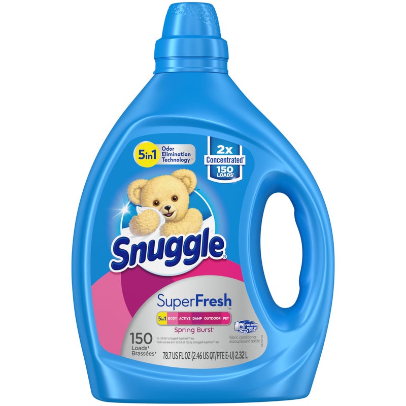 Snuggle منعم الأقمشة السائل سنجل سوبر فريش رائحة الربيع يزيل الروائح القوية مركز 2X 150 غسلة قد يختلف الحجم