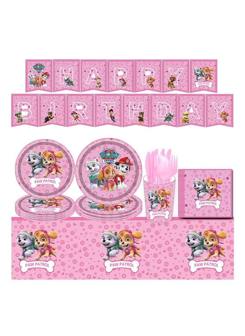 LA FIESTA 82 Piece Sky Paw Patrol Tableware for Birthday Decorations  - Image 1