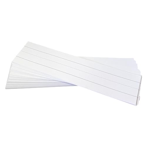 Reskid 100pk of 3 x 12in White Sentence Strips for Teachers - Cardstock Sentence Strips, Thick 80lb Cardstock Strips, Paper Strips, Made in America (Ruled, 3x12) - Image 1