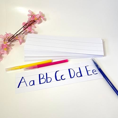 Reskid 100pk of 3 x 12in White Sentence Strips for Teachers - Cardstock Sentence Strips, Thick 80lb Cardstock Strips, Paper Strips, Made in America (Ruled, 3x12) - Image 4