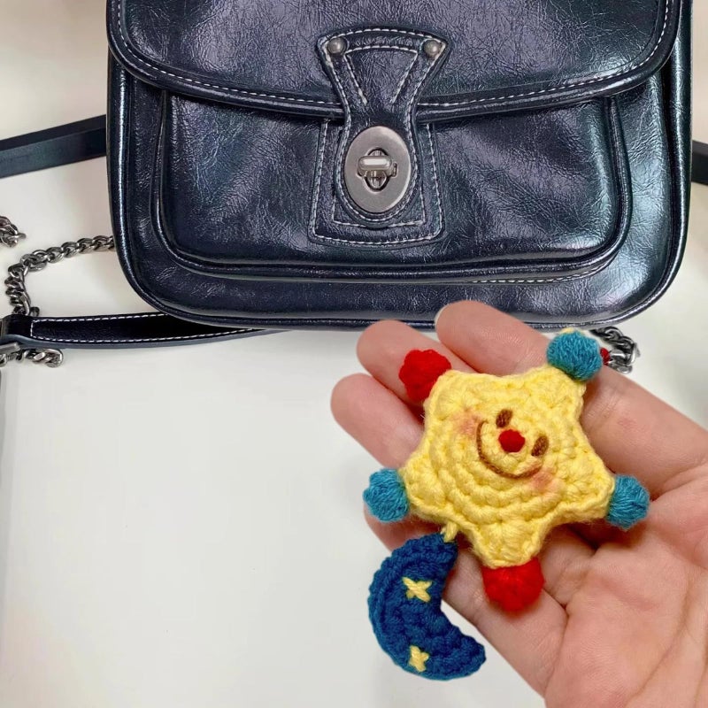 Agromusk Cute Star Keychain,Crochet Kawaii Blush Stars for Car Key Decor,Handmade Purse Bag Charms Key Ring Accessories Gifts Women (Small Clown) - Image 3