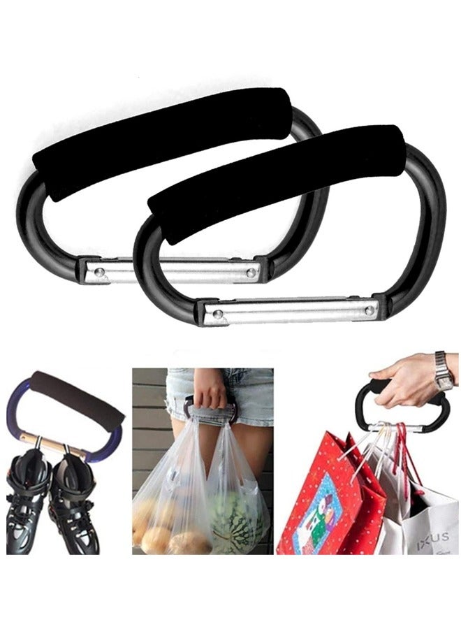 2 pcs Carabiner Stroller Hook Organizer for Hanging Purses, Diaper Bag, Shopping Bags - Image 1