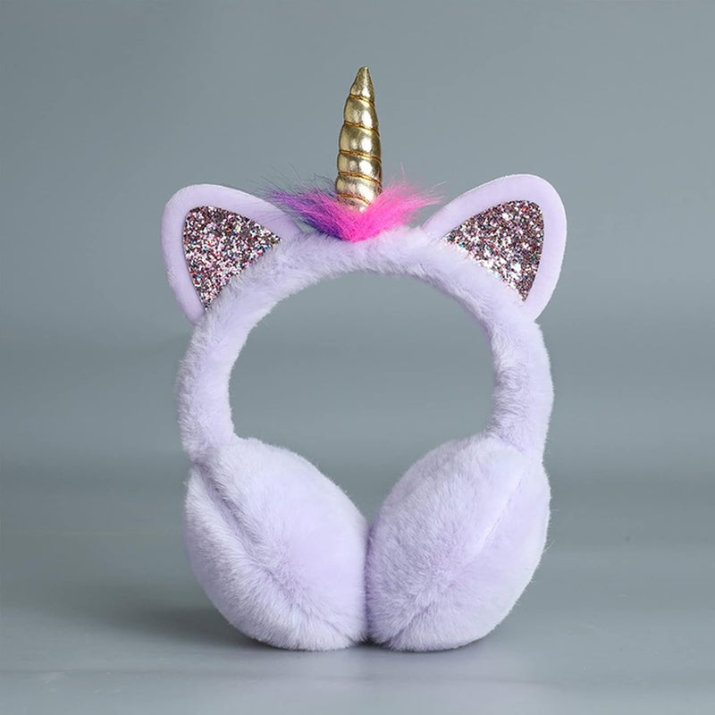 BUTITNOW Cute Rainbow Unicorn Earmuffs for Women Kids Girls, Foldable Warm Soft Plush Comfortable Outdoor Winter Ear Warmers - Image 4