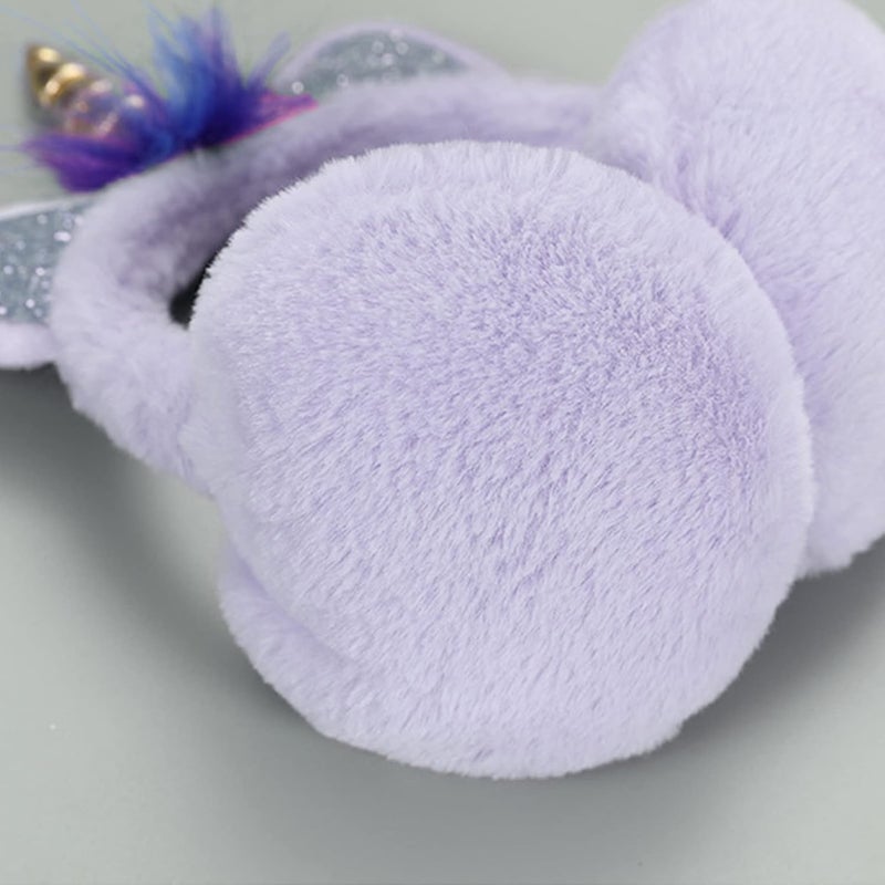 BUTITNOW Cute Rainbow Unicorn Earmuffs for Women Kids Girls, Foldable Warm Soft Plush Comfortable Outdoor Winter Ear Warmers - Image 3