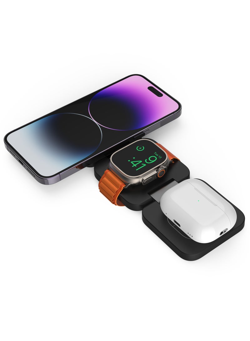 كيوب نيست CubeNest 3-IN-1 Fold Wireless Charge 20W Black - Image 1