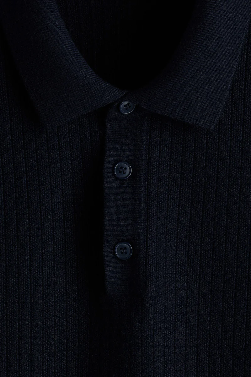 H&M  Regular Fit Textured-knit polo shirt for Men | Best Price UAE