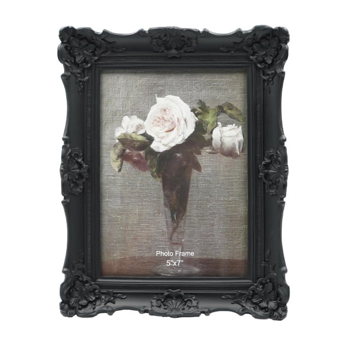CISOO 5x7 Vintage Picture Frame Antique Ornate Black Photo Frame for Table Top and Wall Display Decorative Floral Design Retro Home Decor Photo Gallery Art