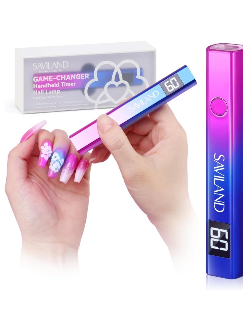 Saviland SAVILAND U V Light for Nails – Handheld U V Lamp for Gel Nails LED Nail Lamp Portable Mini Nail Dryer for Curing Gel Polish Nail Glue Gel USB Nail Art for Home DIY Manicure (12W)  - Image 1