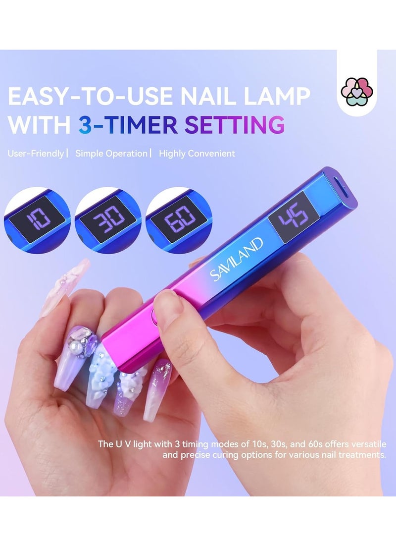 Saviland SAVILAND U V Light for Nails – Handheld U V Lamp for Gel Nails LED Nail Lamp Portable Mini Nail Dryer for Curing Gel Polish Nail Glue Gel USB Nail Art for Home DIY Manicure (12W)  - Image 3