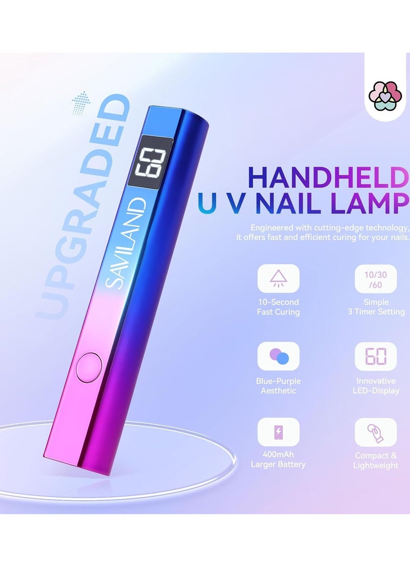 Saviland SAVILAND U V Light for Nails – Handheld U V Lamp for Gel Nails LED Nail Lamp Portable Mini Nail Dryer for Curing Gel Polish Nail Glue Gel USB Nail Art for Home DIY Manicure (12W)  - Image 4